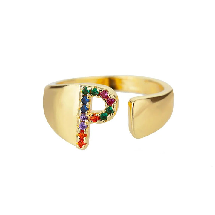 BowLift | Dazzling Rainbow Custom Letter Initial Rings