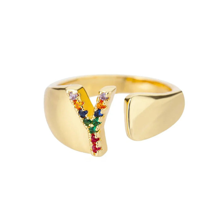BowLift | Dazzling Rainbow Custom Letter Initial Rings