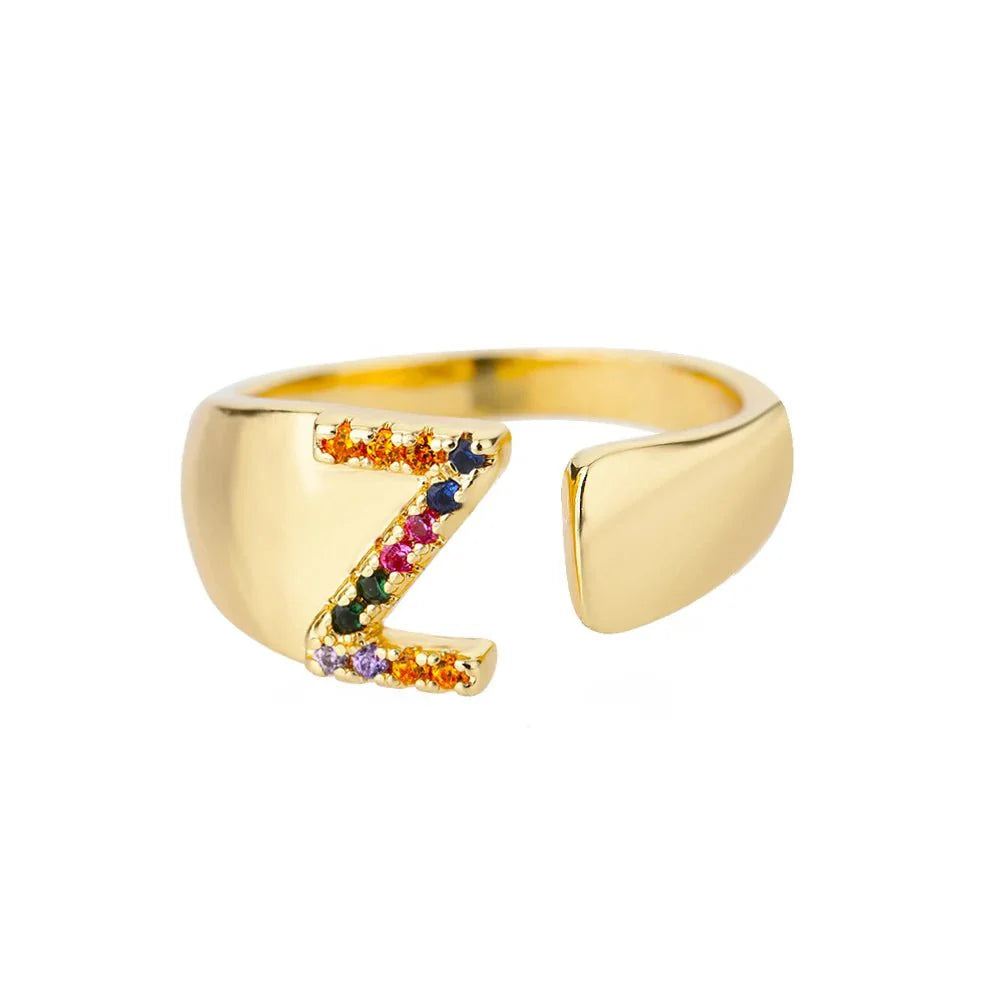 BowLift | Dazzling Rainbow Custom Letter Initial Rings