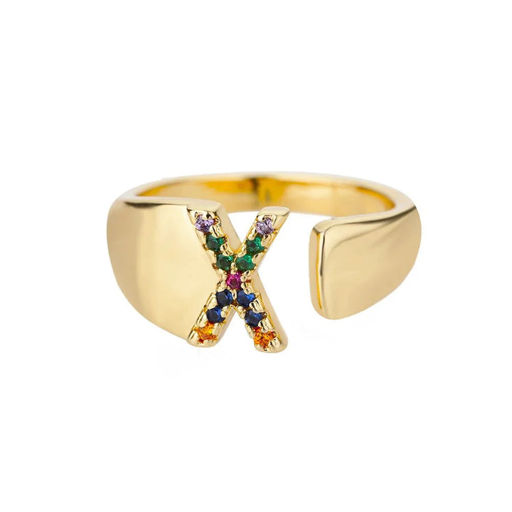 BowLift | Dazzling Rainbow Custom Letter Initial Rings