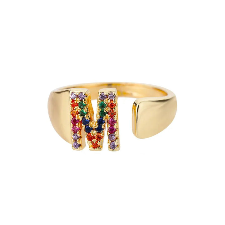 BowLift | Dazzling Rainbow Custom Letter Initial Rings