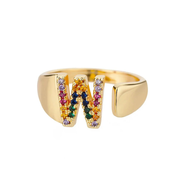 BowLift | Dazzling Rainbow Custom Letter Initial Rings