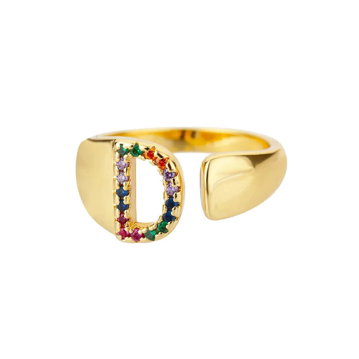 BowLift | Dazzling Rainbow Custom Letter Initial Rings