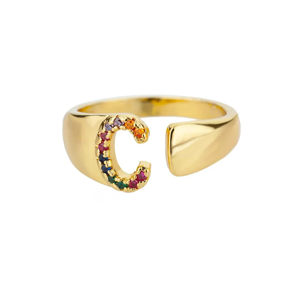 BowLift | Dazzling Rainbow Custom Letter Initial Rings