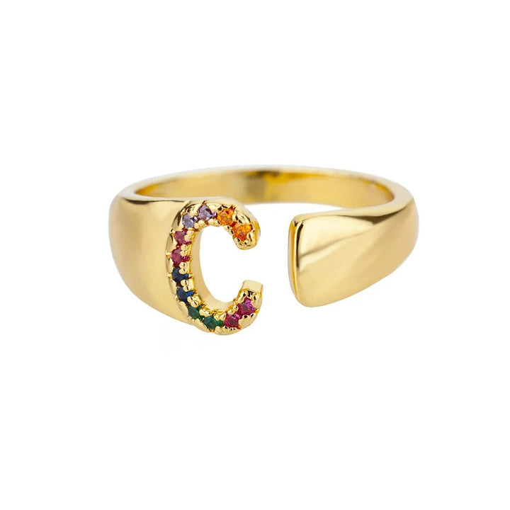 BowLift | Dazzling Rainbow Custom Letter Initial Rings