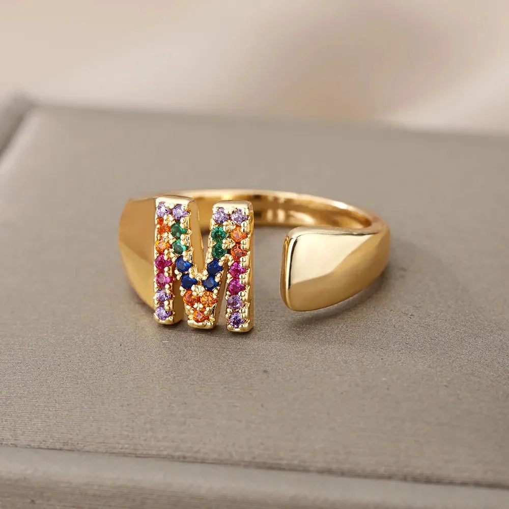 BowLift | Dazzling Rainbow Custom Letter Initial Rings