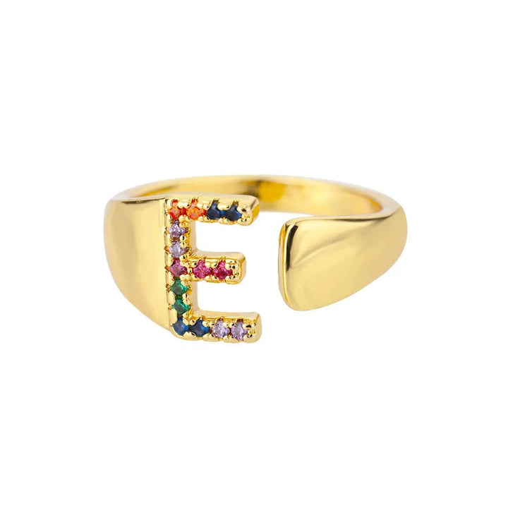BowLift | Dazzling Rainbow Custom Letter Initial Rings