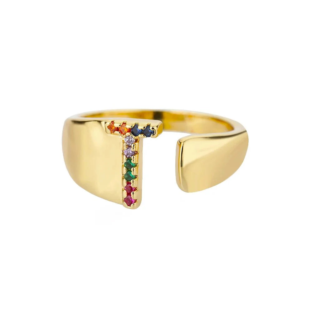 BowLift | Dazzling Rainbow Custom Letter Initial Rings