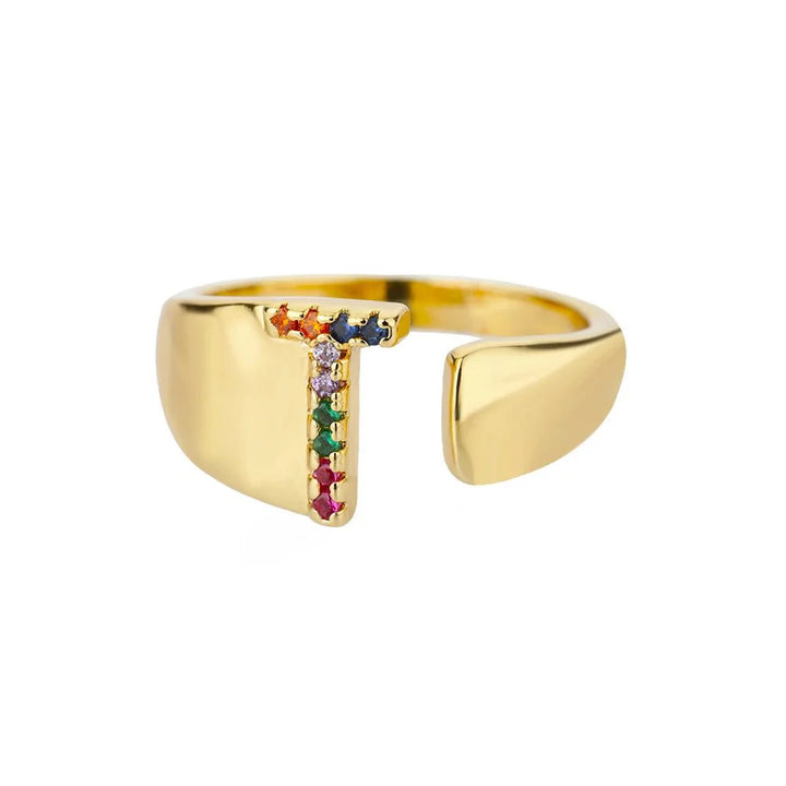 BowLift | Dazzling Rainbow Custom Letter Initial Rings
