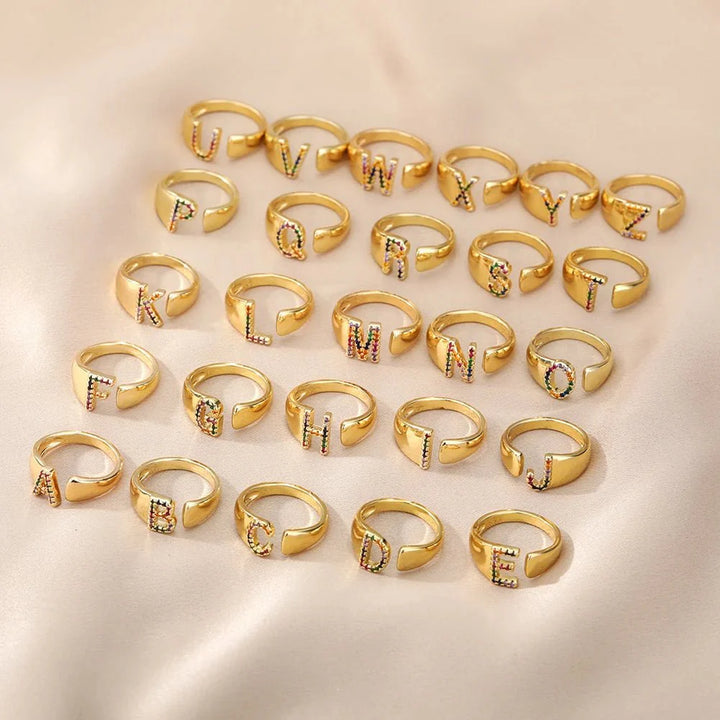 BowLift | Dazzling Rainbow Custom Letter Initial Rings