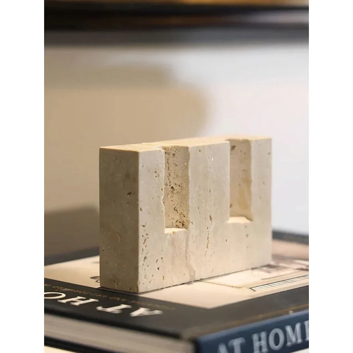 BowLift | Vintage Travertine Stone Taper Candle Holder