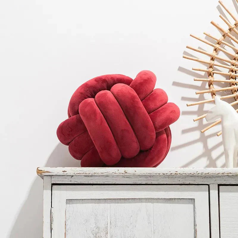 BowLift | Decorative knotted suede-look ball soft cushion
