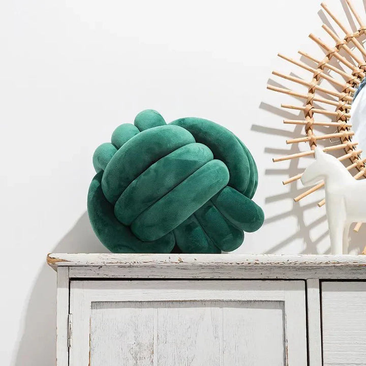 BowLift | Decorative knotted suede-look ball soft cushion