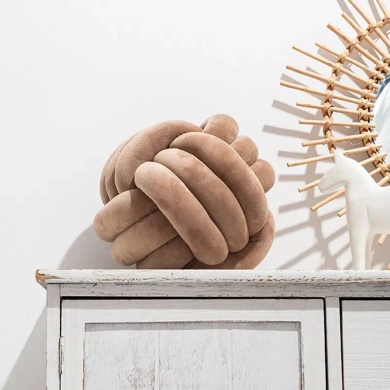 BowLift | Decorative knotted suede-look ball soft cushion