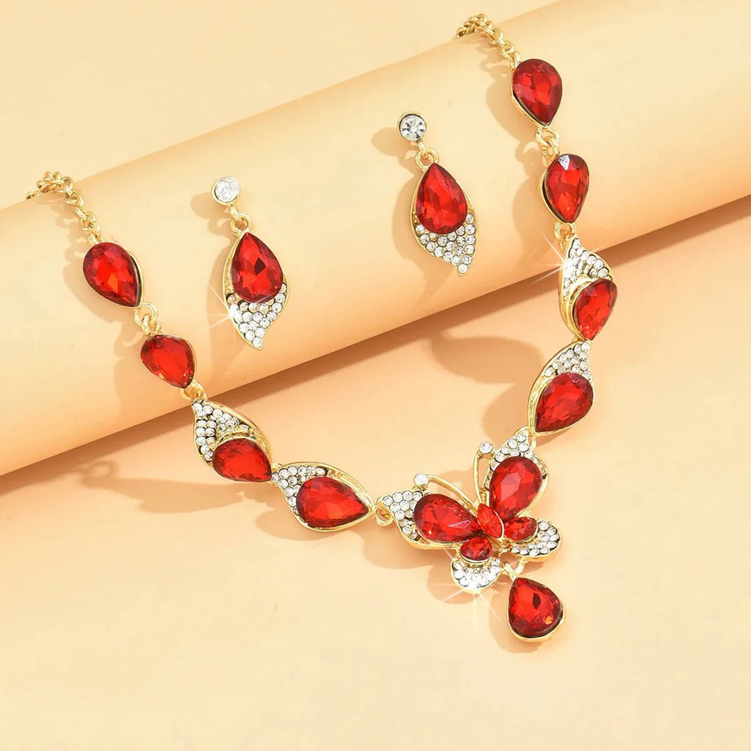 BowLift | Diamond Gem Set Butterfly Necklace and Earring Set