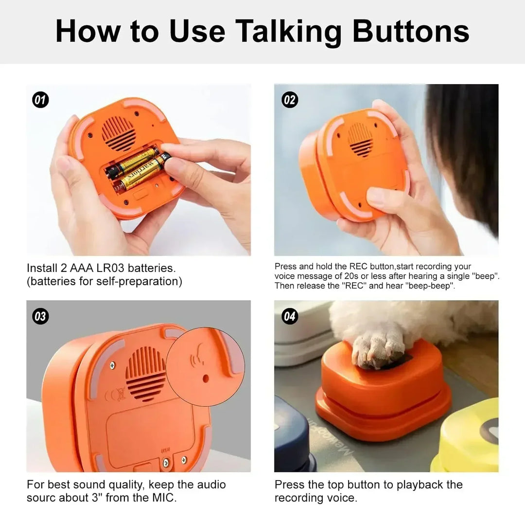 Dog Communication Buttons Set - BarkTalk Bowlift