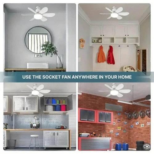 BowLift | Ceiling Light Fan with LED, E27 Socket Mount with Remote Control