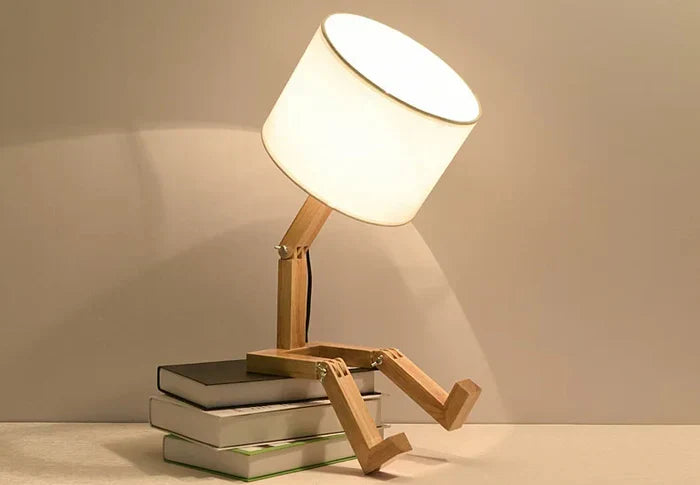 Elegant Wooden Table Lamp with Book Compartment Bowlift