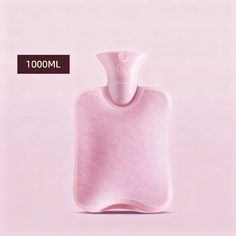 Hot water bottle with plush cover, 1000–2000 ml
