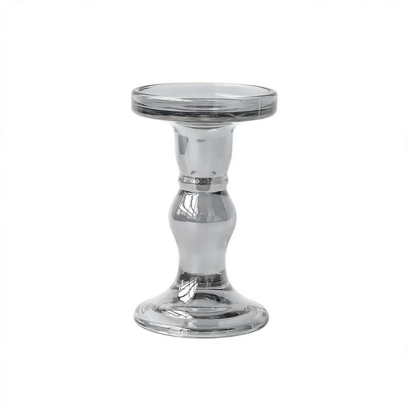 Glass candle tray with pillar base, modern