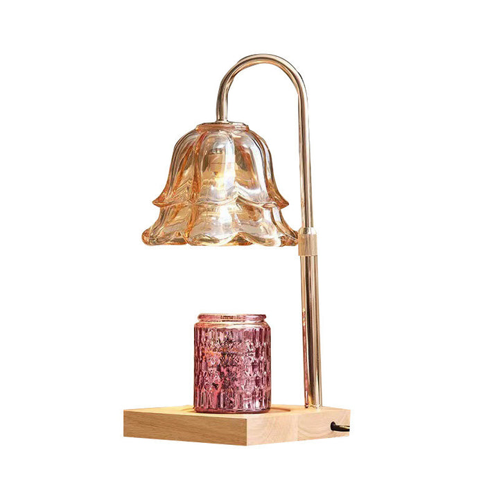 Wood aroma wax melting lamp with glass insert