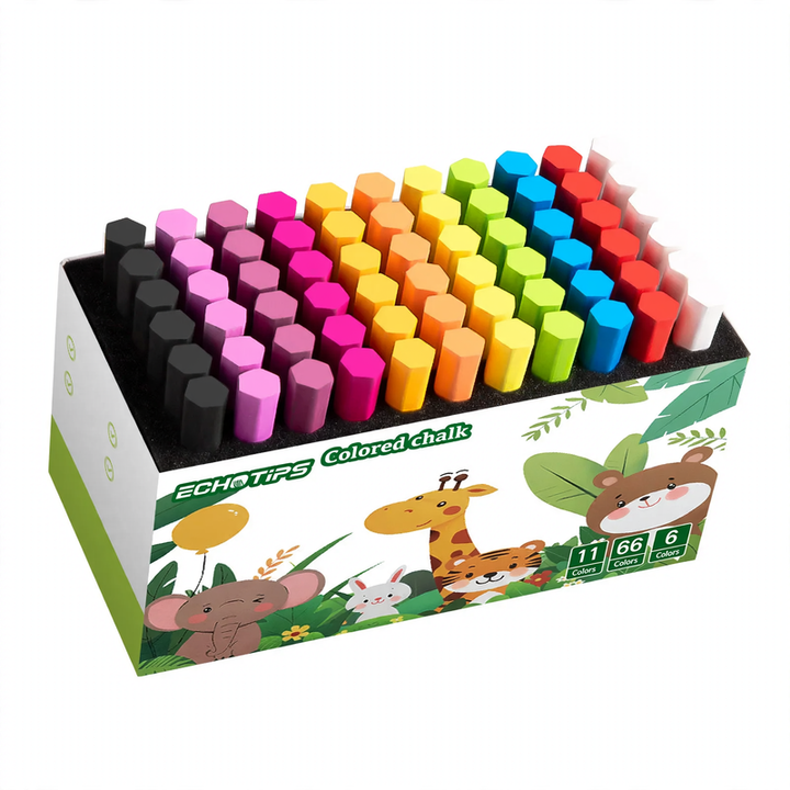 Chalk without dust, various colors and sizes