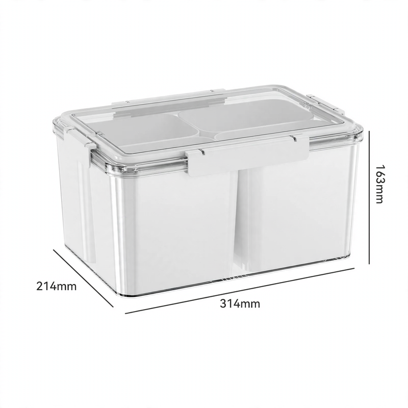 Plastic storage container for refrigerator and freezer
