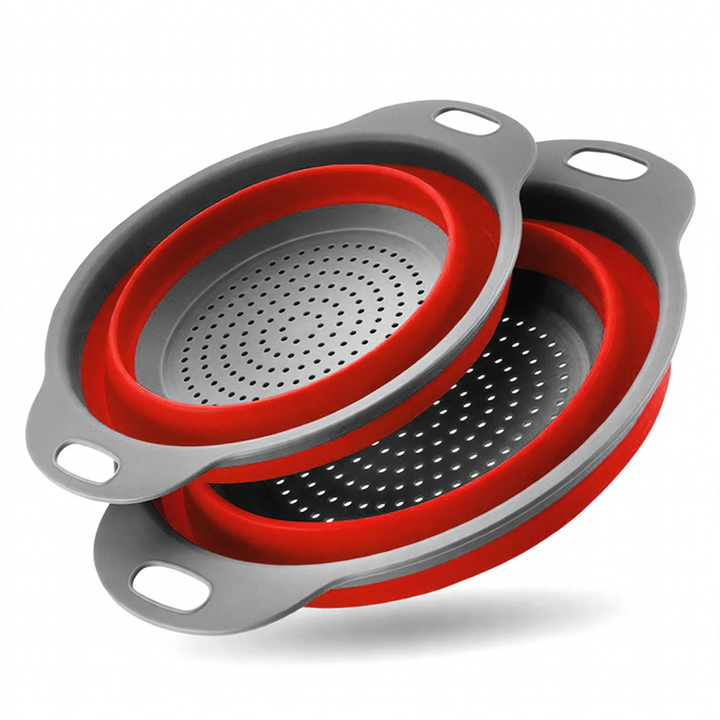 Folding vegetable bowl with strainer