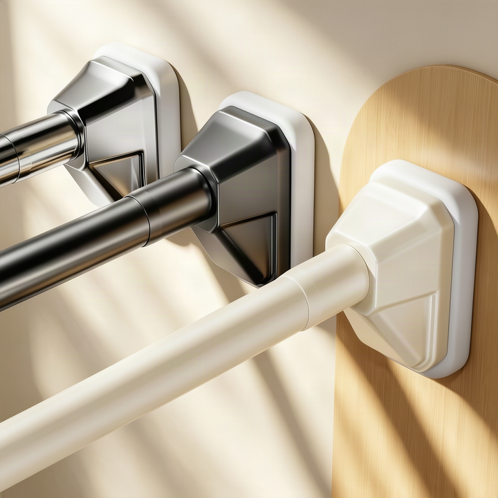 Telescopic curtain rod without drilling