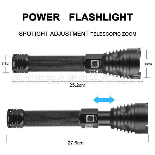 Aluminum flashlight, 3000 mAh