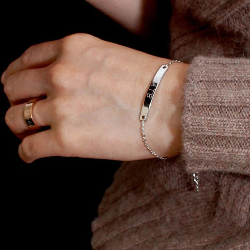 Stainless steel bracelet with geometric design