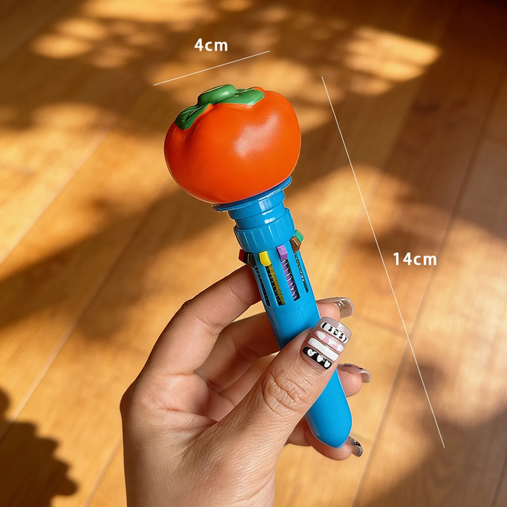 Multicolored ballpoint pen with food motifs