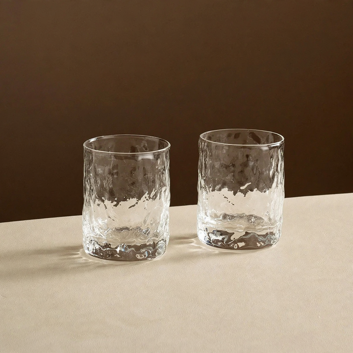 Glass tumblers, approx. 200 ml, with wave pattern