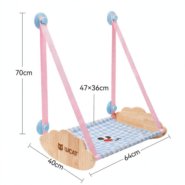 Hanging cat hammock with suction cup, handwoven, breathable