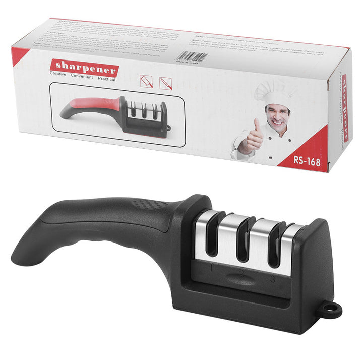 Knife sharpener with removable sharpening stone