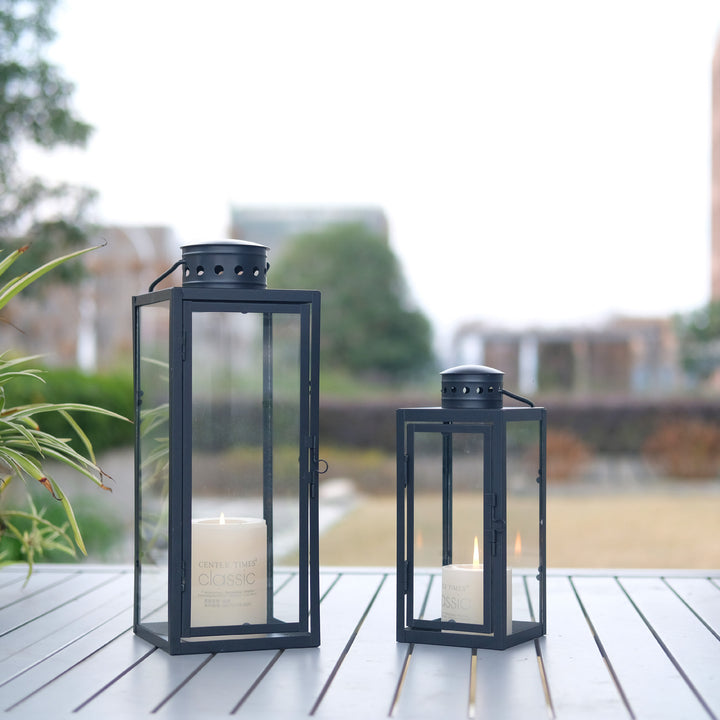 Black metal lantern, dome shape