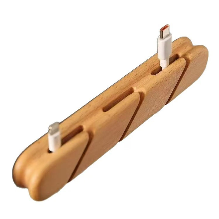 Wood cable organizer with slots