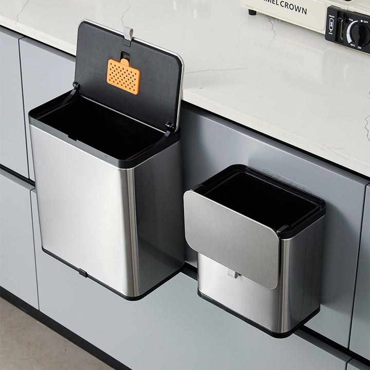 Stainless steel waste container, cylindrical
