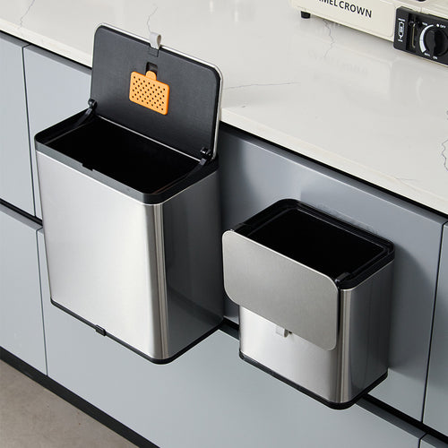 Stainless steel waste container, cylindrical