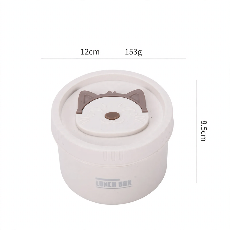 Stainless steel lunch box, round, 470–600 ml, with lid