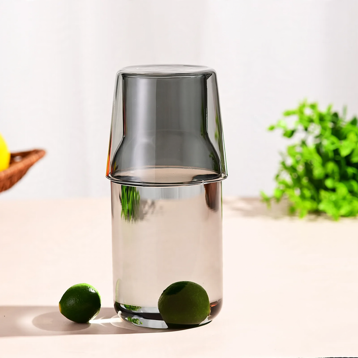 Glass jug with glass, heat resistant