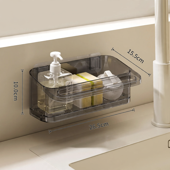 Wall-mounted sink shelf with drip area