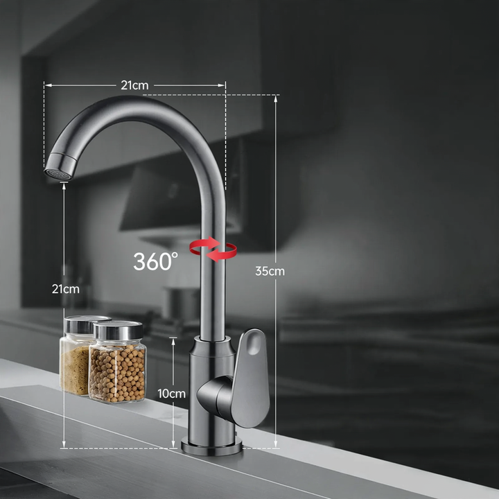 Kitchen faucet with splash guard, single lever operation