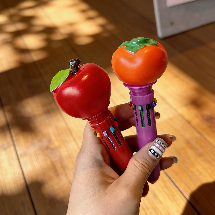 Multicolored ballpoint pen with food motifs
