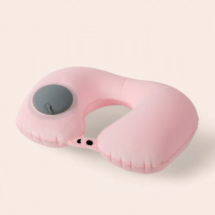 Inflatable neck pillow for travel, U-shape