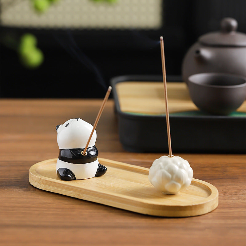 Panda incense stick holder made of resin