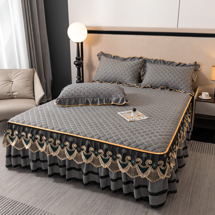 Bed skirt with ruffles, cotton, 1.8 m bed