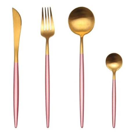 BowLift | LUXURIOUS STAINLESS STEEL 24-PIECE GOLD-SILVER CUTLERY SET
