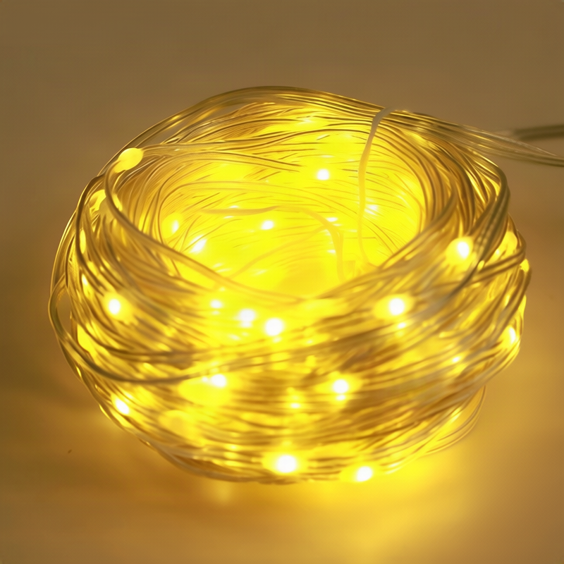 LED string lights, 10 m, 100 lights, USB/battery