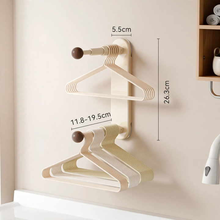Extendable clothes rail, wall-mounted, without drilling